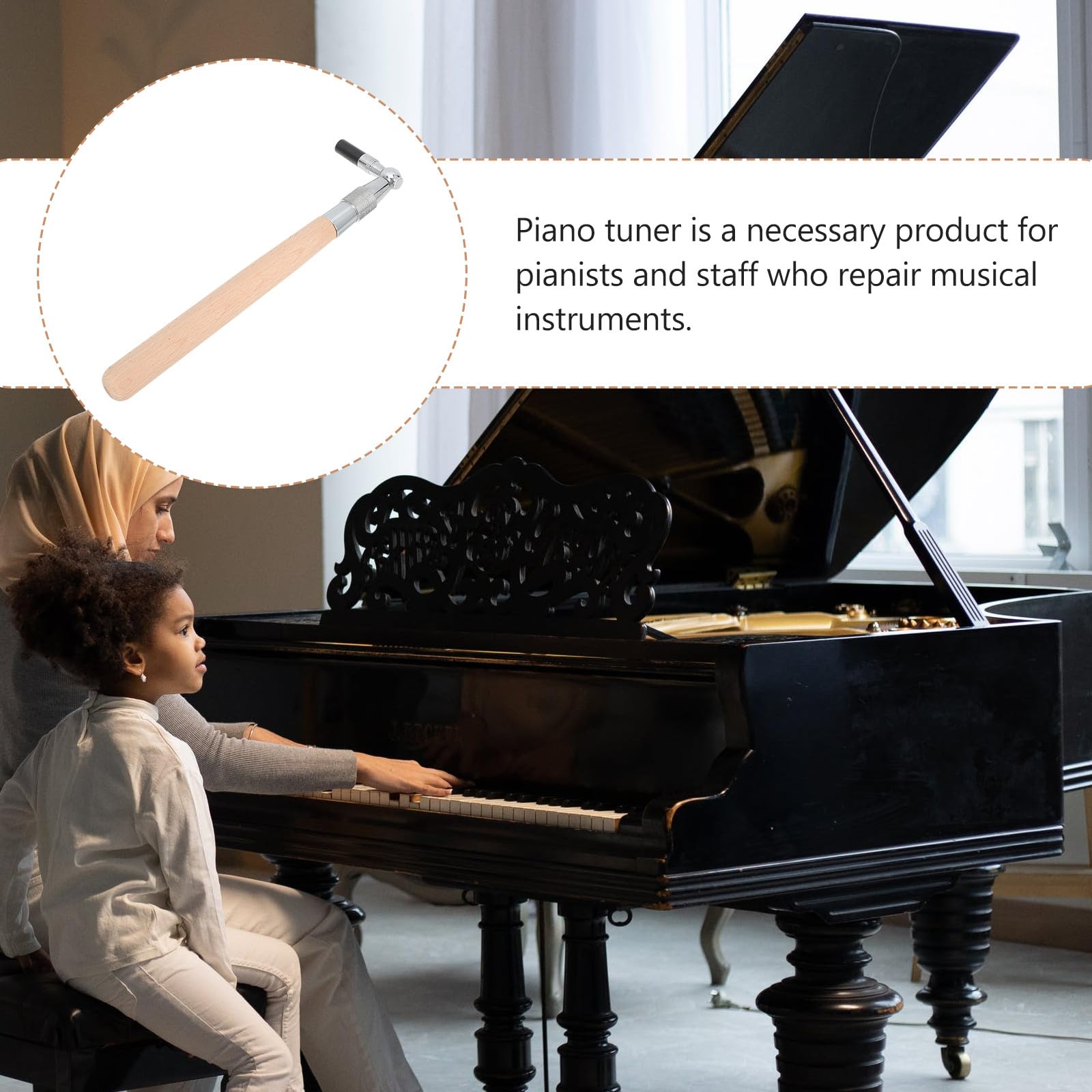 Homoyoyo Llave de Afinación de Piano Profesional de Alta Dureza, Herramienta Manual Compacta para Afinar Instrumentos Musicales, Accesorio Ergonómico para Sintonización Precisa en Talleres