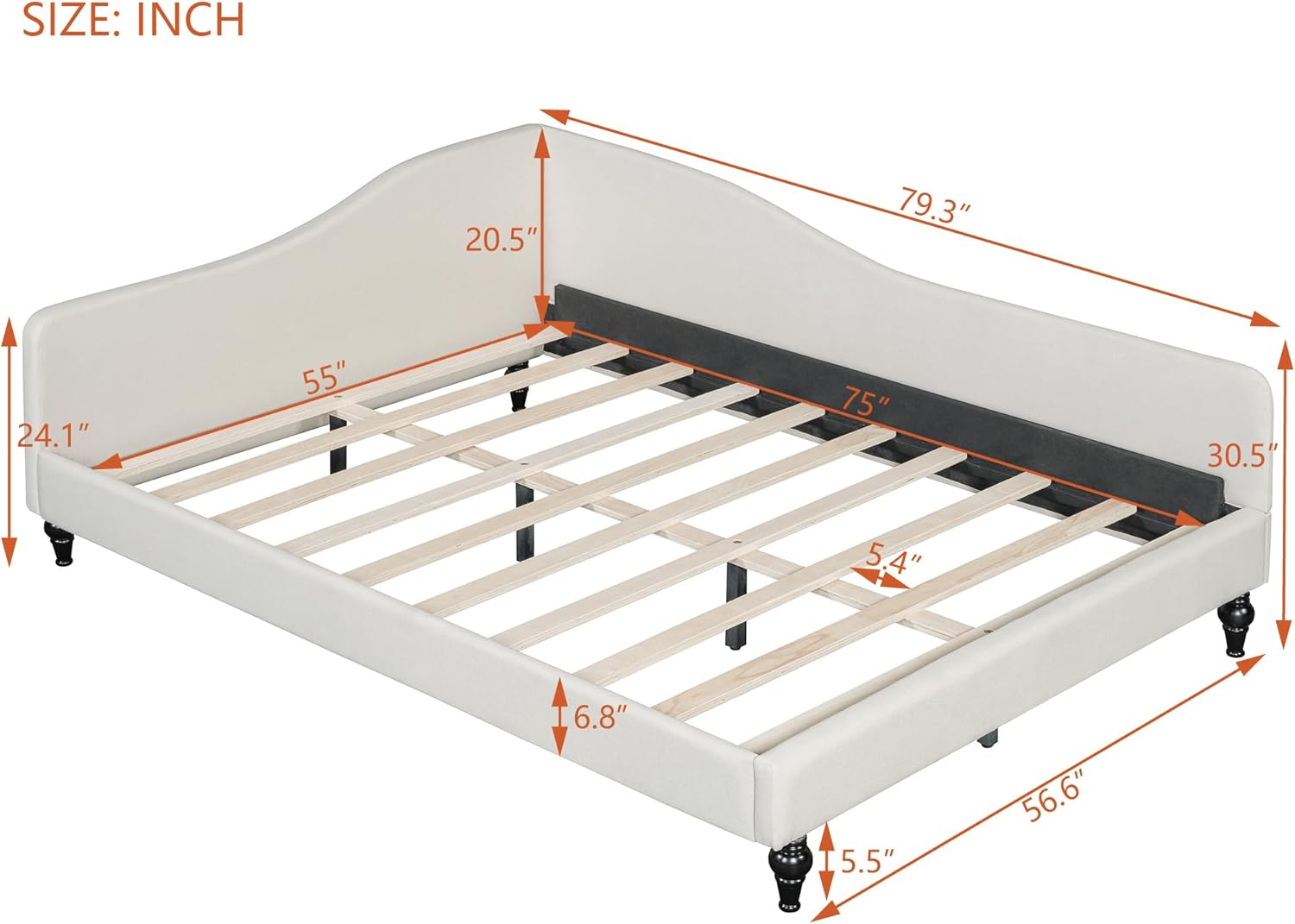 Merax Full Size Daybed with dimensions