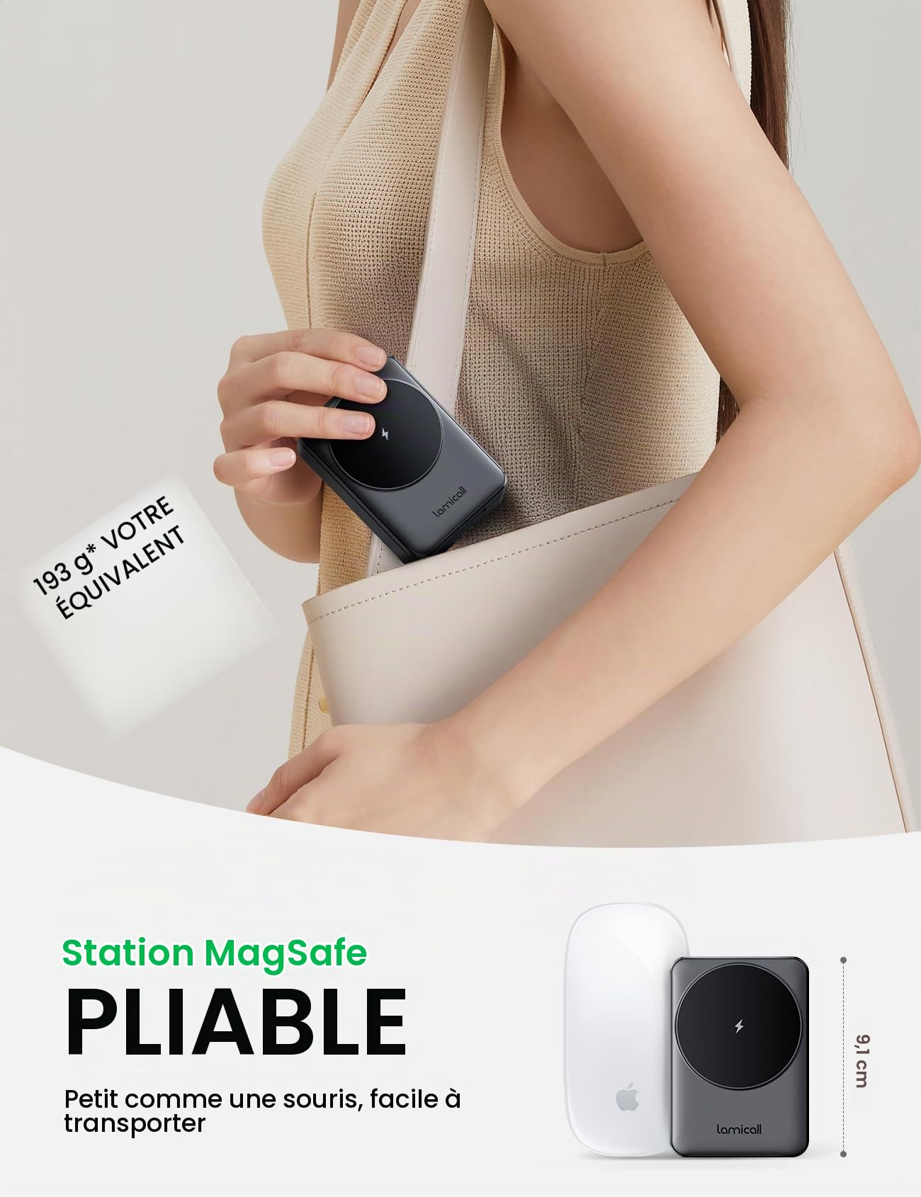 Lamicall 3-en-1 Chargeur Induction Pliable, Station de Charge pour Magsafe