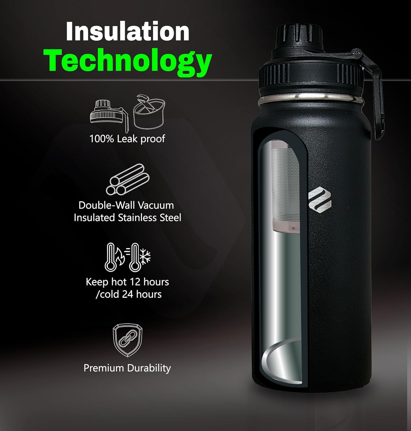 Tea Infuser Bottle Stainless Steel 20oz Insulated Loose Leaf Tea Travel Mug Leakproof BPA Free Reusable Water Bottle Double Wall Insulated Tea Tumbler with Two Lids for Hot and Cold Drinks - Image 9