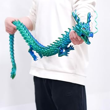 47.5inch Super Large 3D Printed Dragon,Flexible Joint Animal Figurines, Cool Stuff Fun Gift,Home Office Decor,Fidget Toy for Adults Teens Boy Gifts Easter Basket Stuffers colorfulE