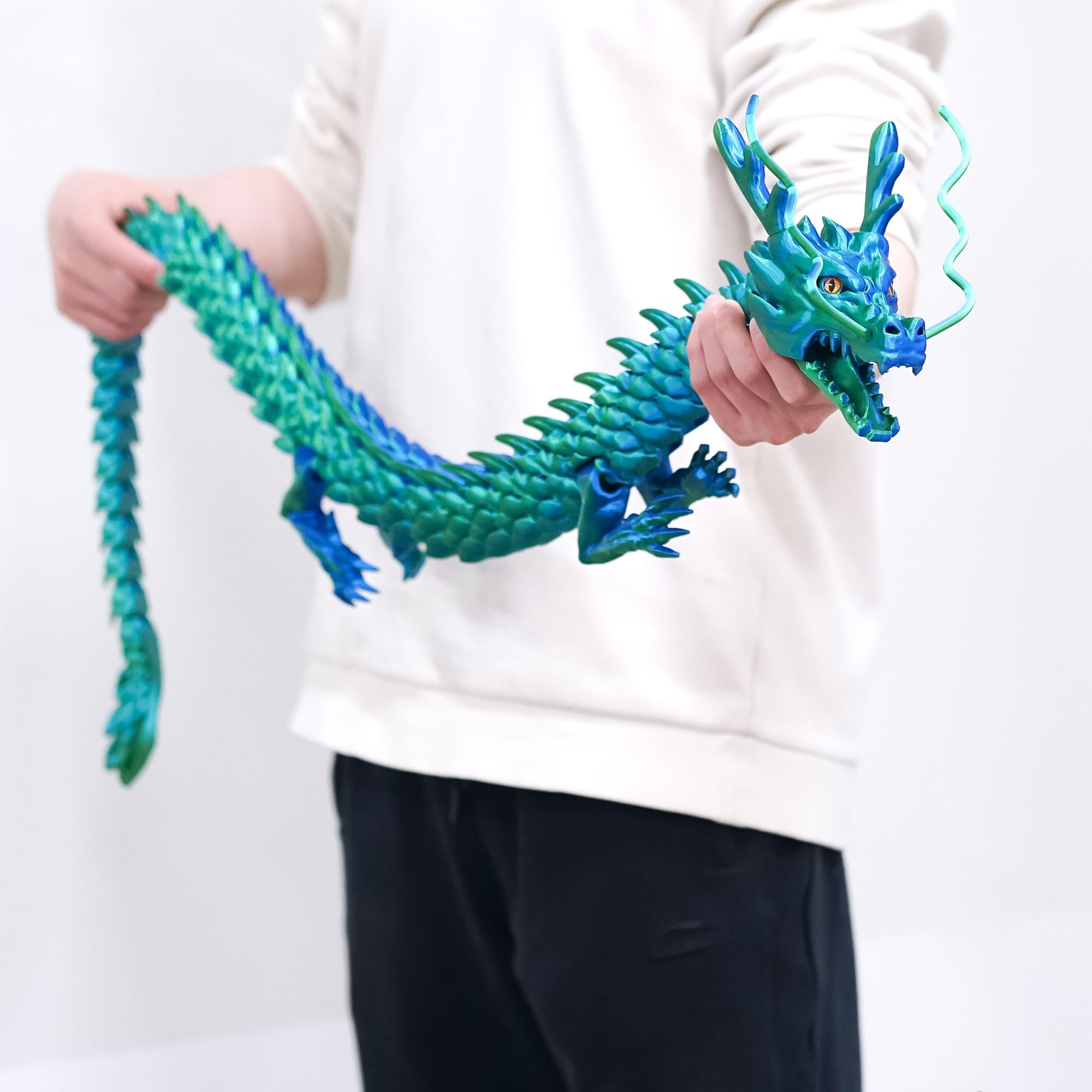 BANPIWOLG 47.5inch Super Large 3D Printed Dragon,Flexible Joint Animal Figurines, Cool Stuff Fun Gift,Home Office Decor,Fidget Toy for Adults Teens Boy Gifts Easter Basket Stuffers (colorfulE) — image 1