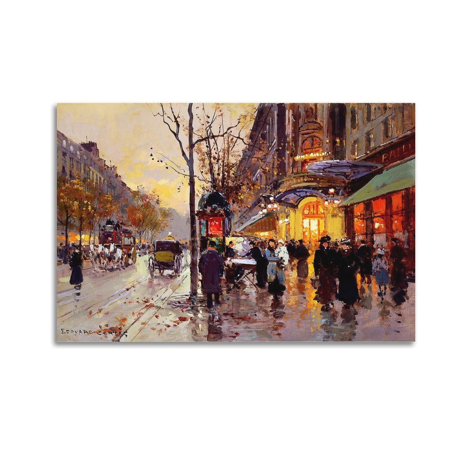 YMXSDIMDS Theatre Du Vaudeville 3 par Edouard Cortes Peinture d'art cool Impression sur toile à suspendre Idée de décoration d'intérieur 60 x 90 cm