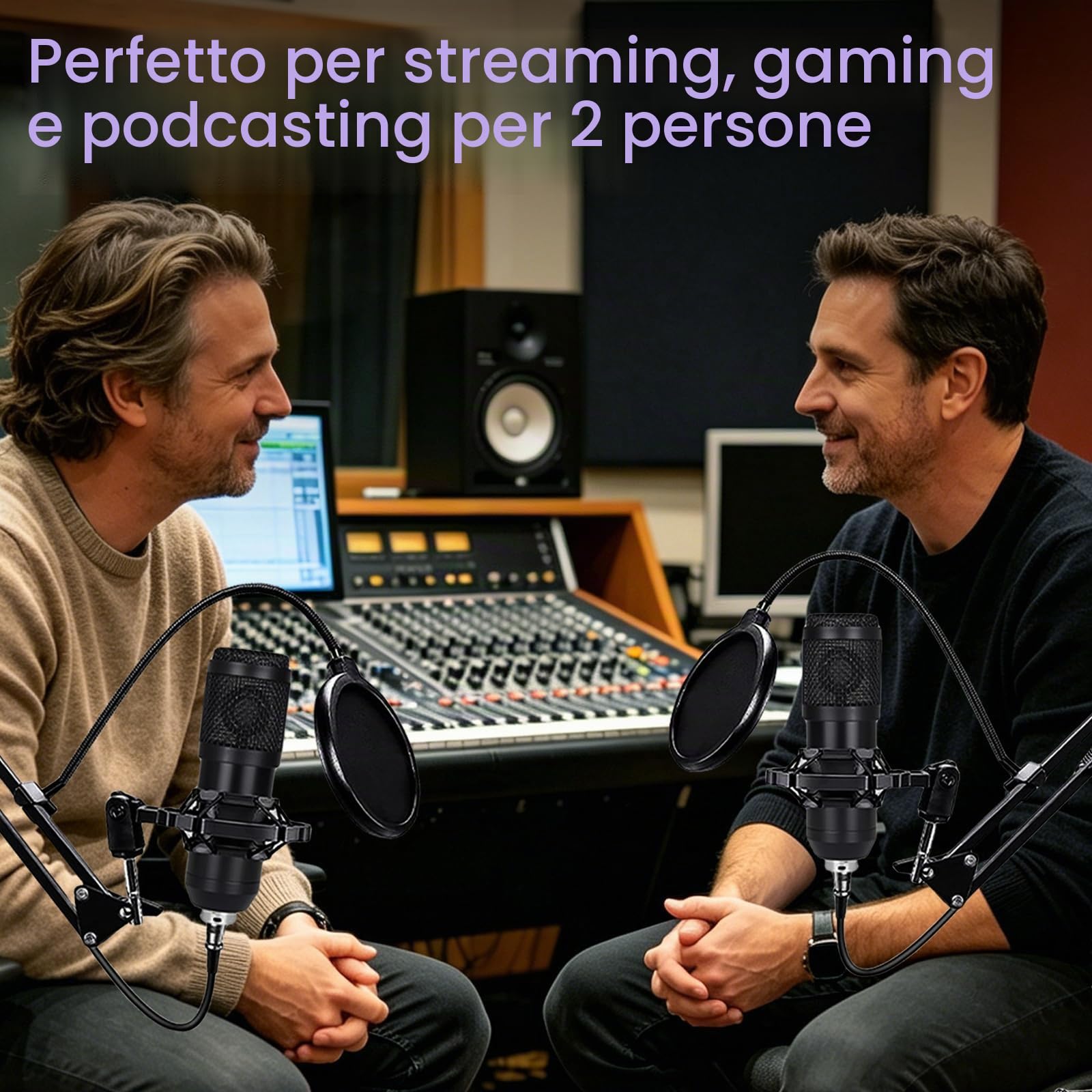 Kit di attrezzature per podcast, microfono USB per streaming e registrazione podcast, condensatore con mixer audio e scheda audio, adatto