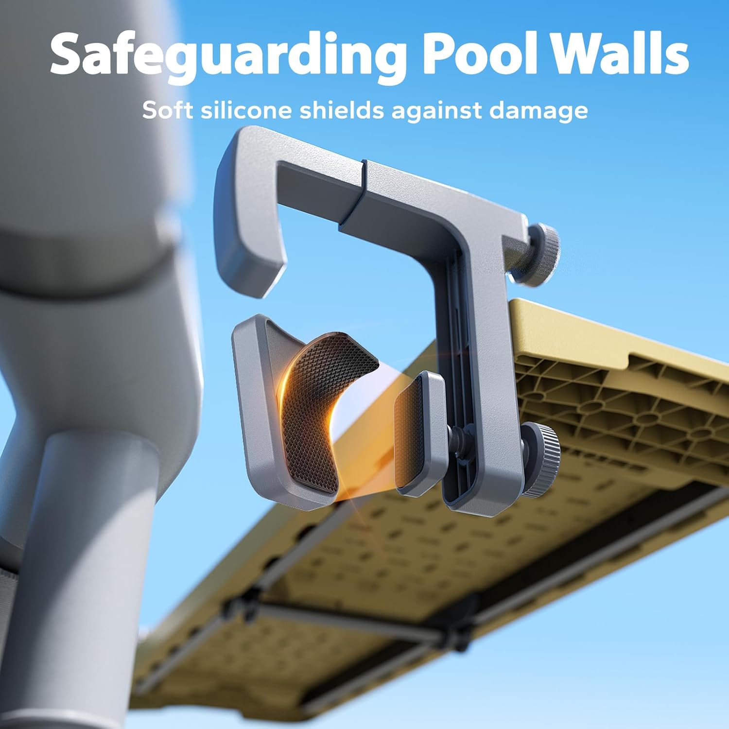 POOLHACKER [Original] Poolside Bar Table for Above-Ground Pools, Foldable Swim-Up Bar with Ultra-Stable Clamp System, Weather-Resistant, Quick-Install Poolside Table for Drinks & Snacks