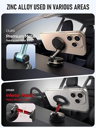 Miniatura 6 de Soporte magnético de teléfono de automóvil al vacío mejorado para MagSafe 108 + libras de succión más fuerte y 3000 gf magnético más fuerte, soporte