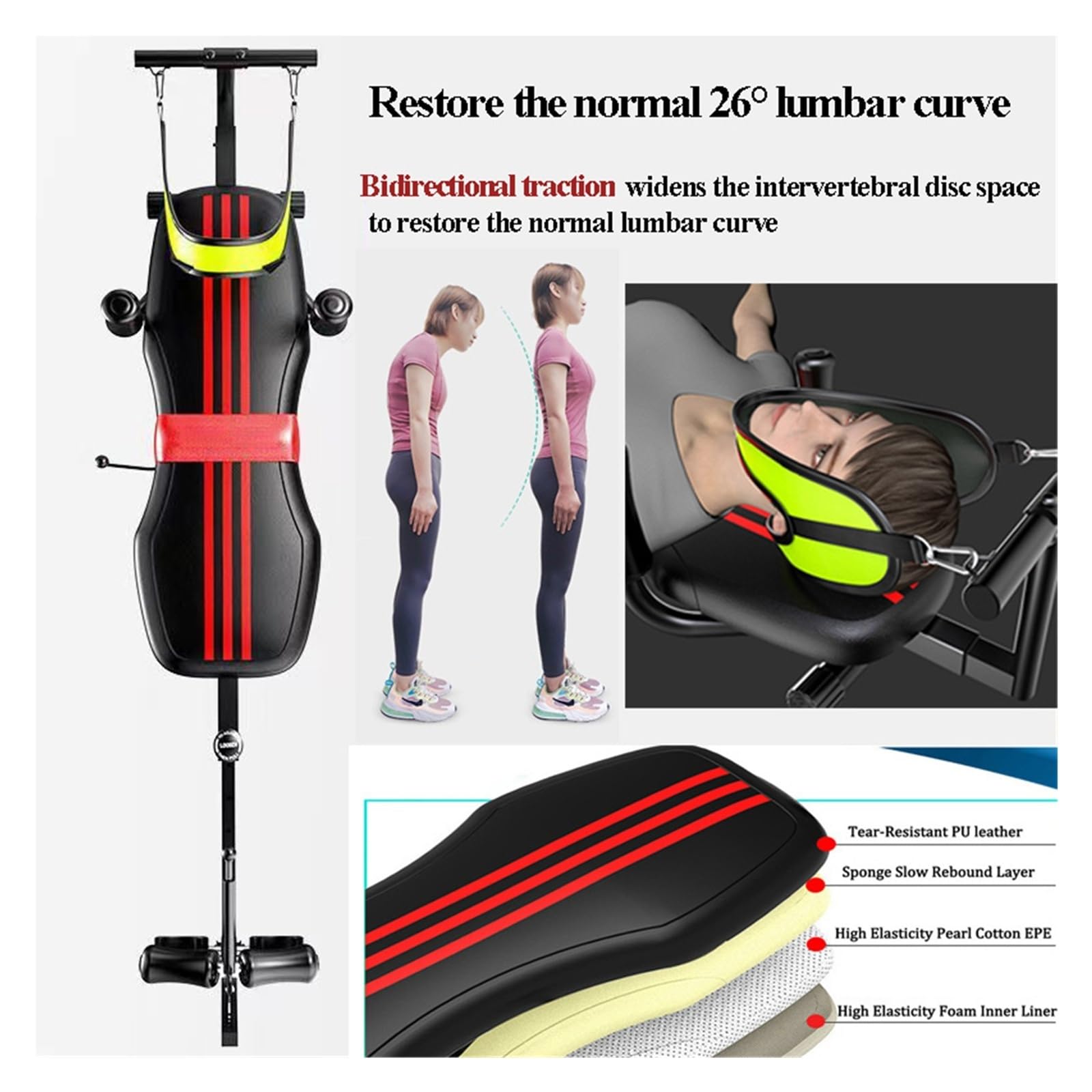 Training Mit Der Rückenstrecker-Maschine, Rückenstrecker-Bank Mit Zervikaltraktion, Trainingsgerät for Den Heim-Fitnessgerät for Lenden- Und Wirbelsäulentraktion, Dehnen