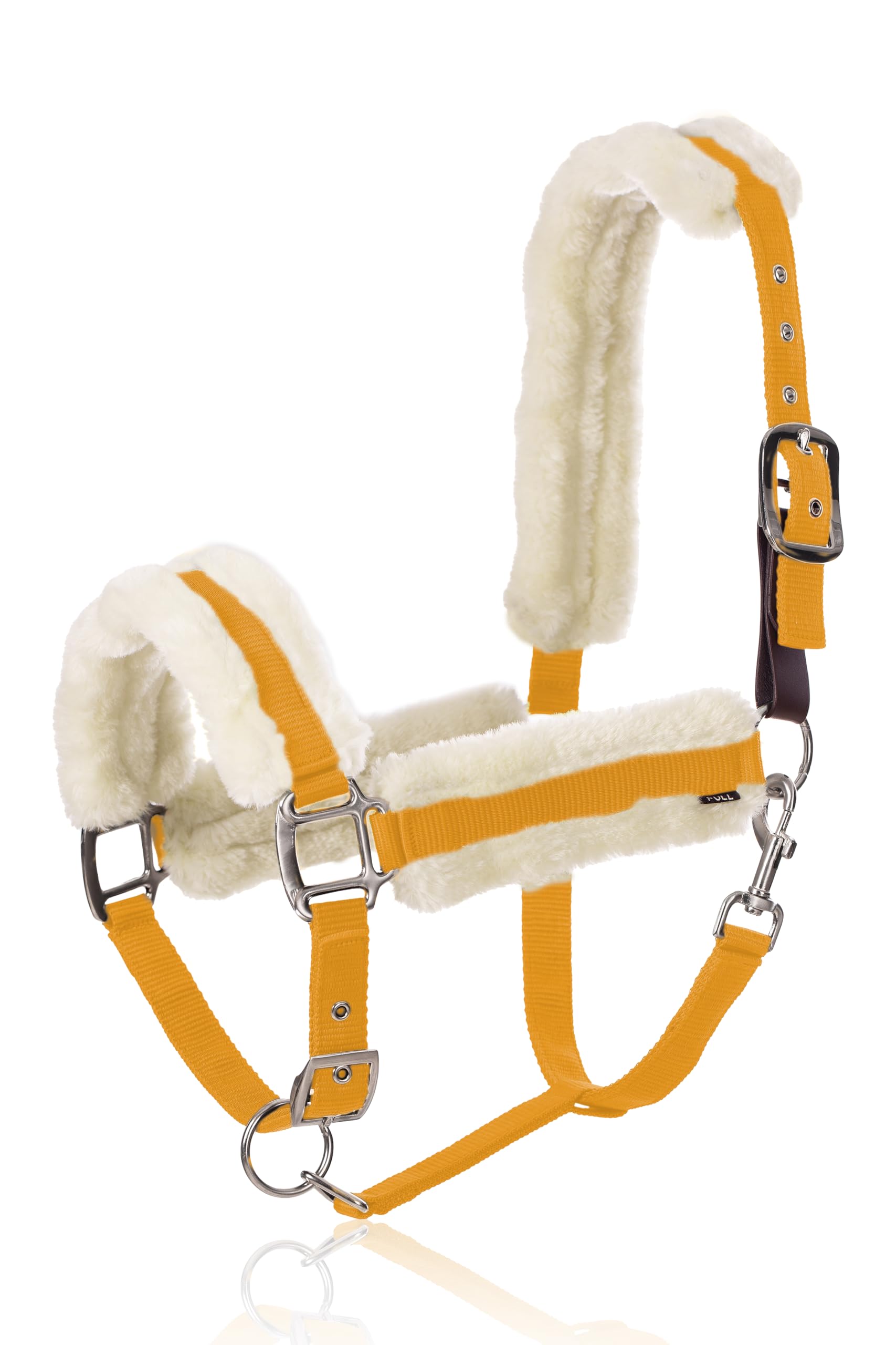 Equinavia Valkyrie Ultra Fleece Breakaway Horse Halter | Padded Fleece Adjustable Safety Halter with Nylon Webbing - Golden Sunshine/White - Horse