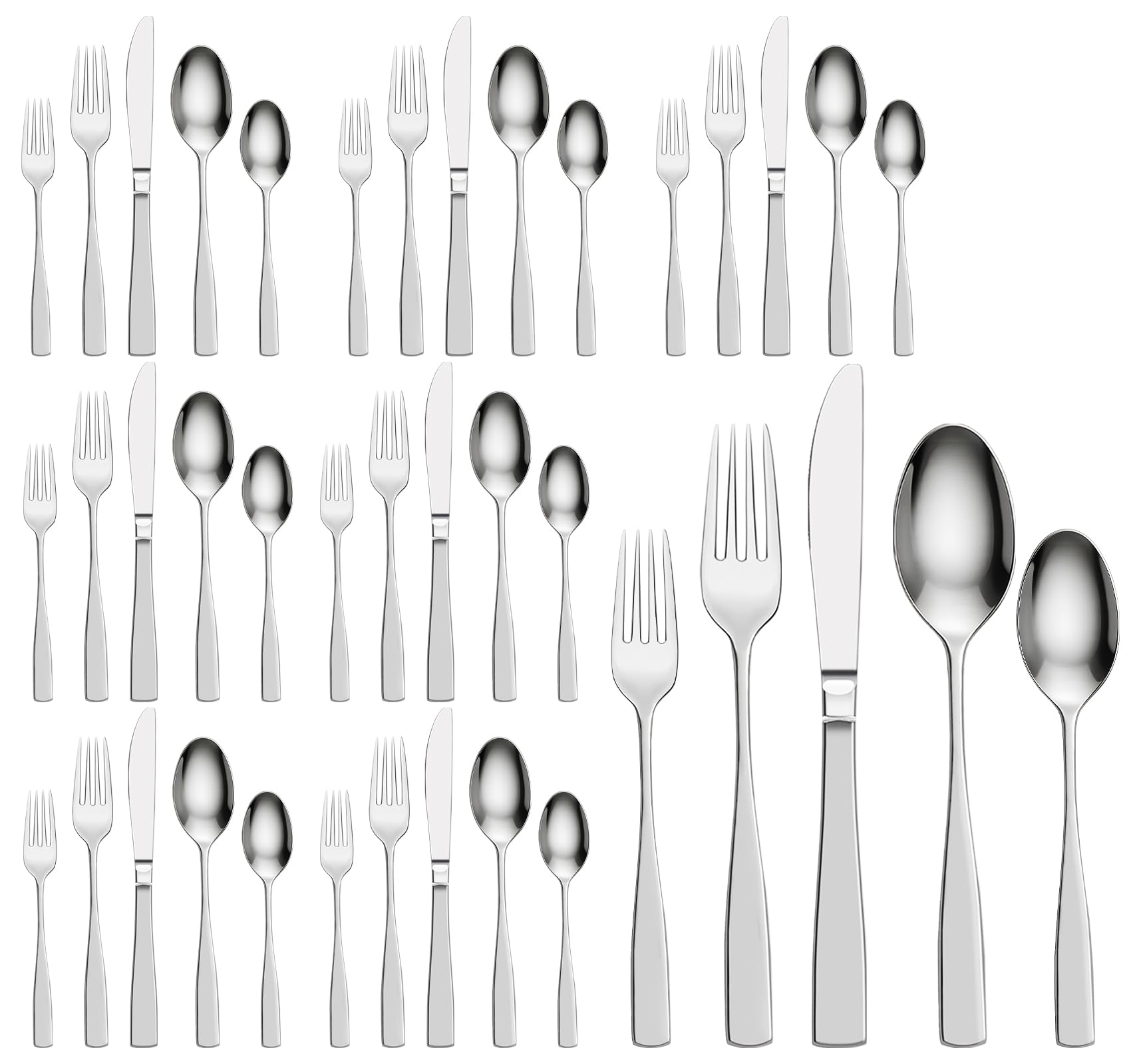 Besteck Set 8 Personen für Kinder Erwachsene,40 STK. Edelstahl Kinderbesteck Spülmaschinenfest,Hochglanzpoliert Essbesteck,Löffel Gabel Messer Set für Zuhause Grillen Party Alltag Gäste