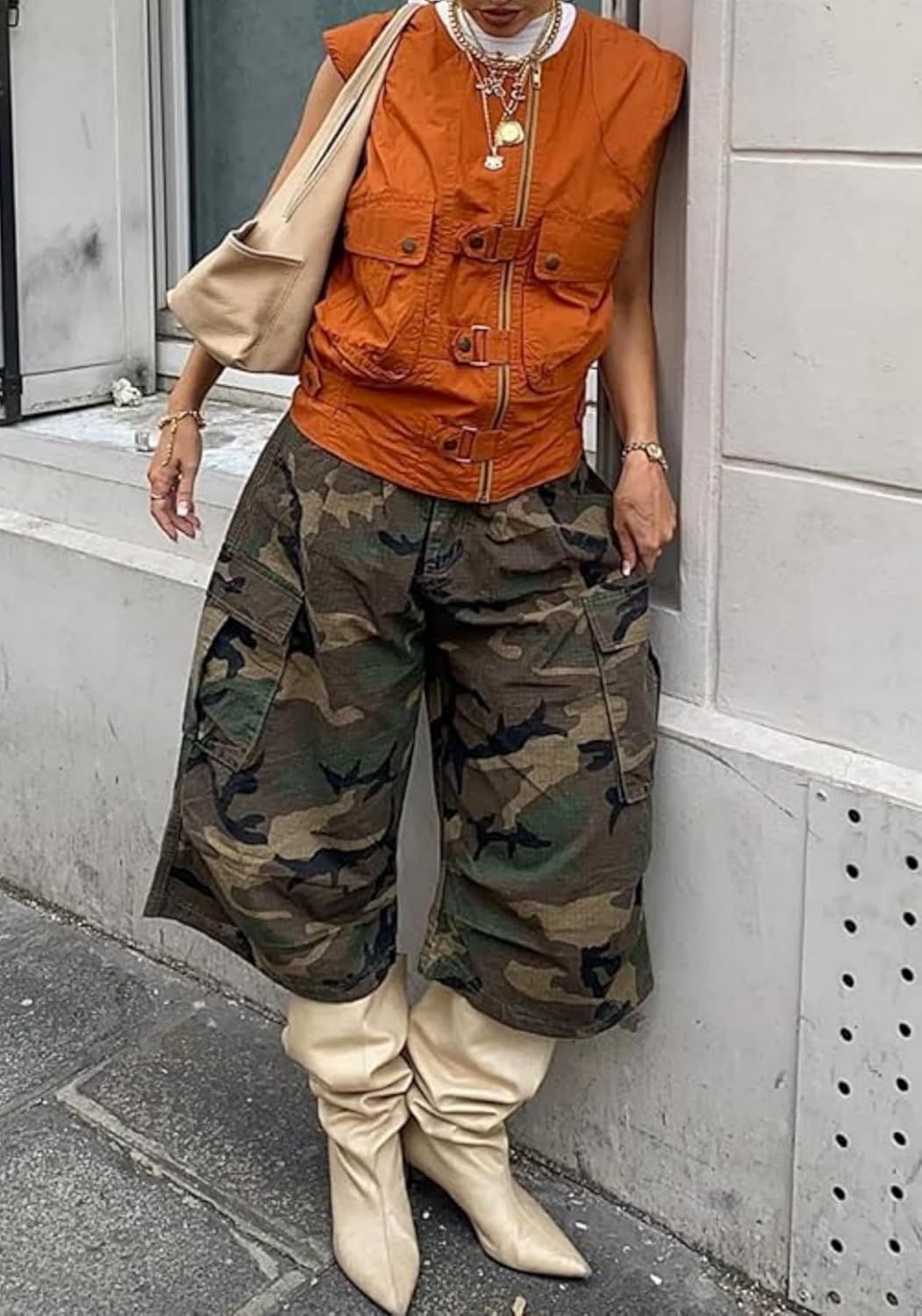 Women's Barrel Camo Pants Y2k Baggy Camouflage Army Fatigue Cargo Jorts Wide Leg Bermuda Cropped Trousers Streetwear - Image 4