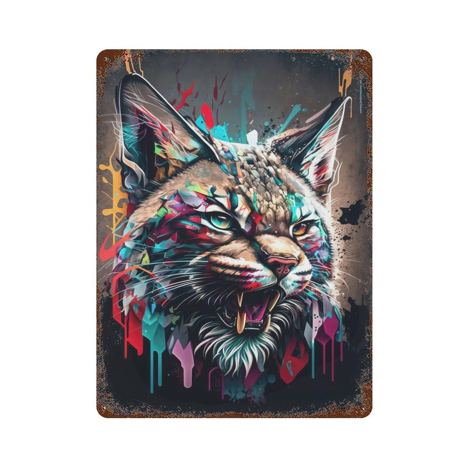 LYNX Panorama Set Right 2 Vintage Rust Metal Sign 15.7"x11.8", for Basement, Hobby Room And Garage Decor, Farmhouse Wall Decor
