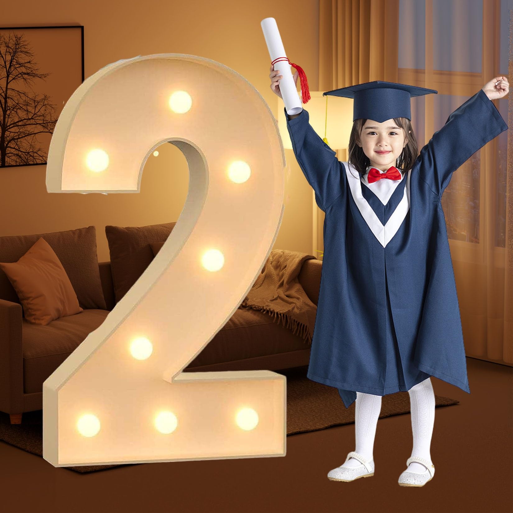 Kit de Letras de Neón Gigantes Precortadas en Tablero de Espuma, Ideal for Fiestas de Cumpleaños, Graduaciones, Bodas y Baby Showers.(2,120cm/47in)
