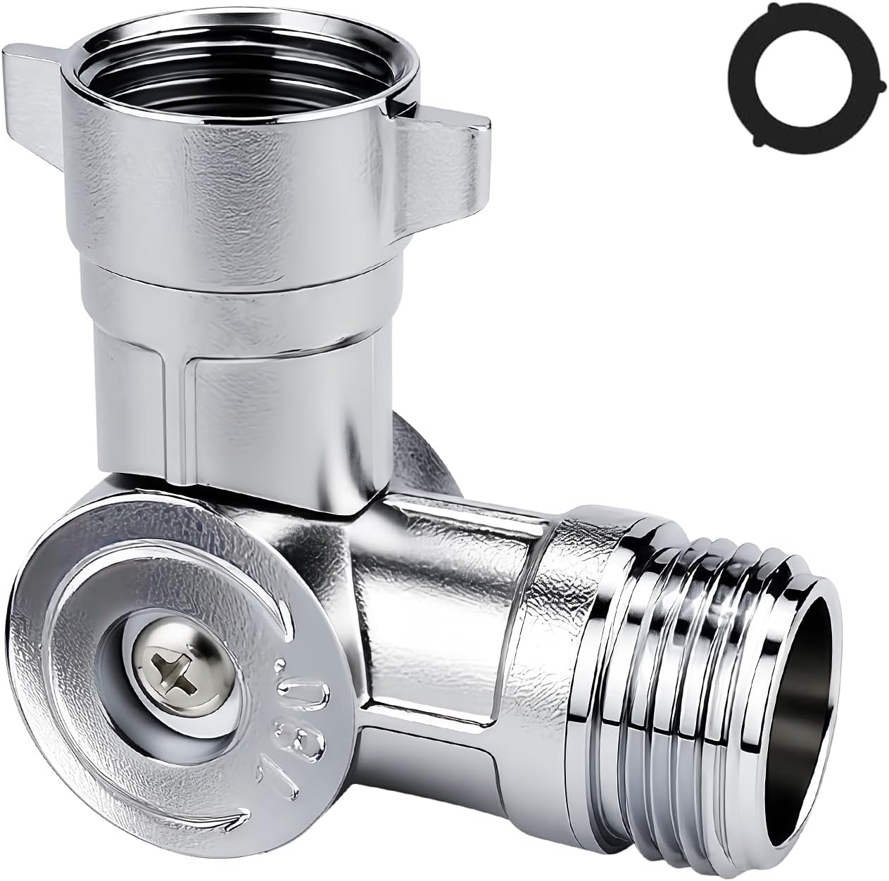 180° Swivel Hose Connector, Brass with Chrome Coated Garden Hose Swivel Connector, Prevent Garden Hose Kinking and Improve Water Flow