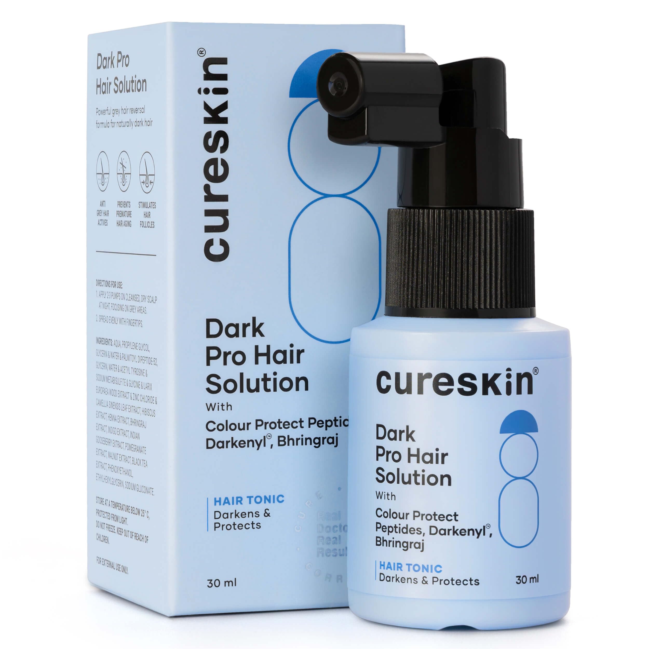 Cureskin Anti Grey Hair Serum | Reverses & Limits Hair Greying | Dark Pro Hair Solution Natural Hair Darkener, 30 ml (Pack of 1)-image-21