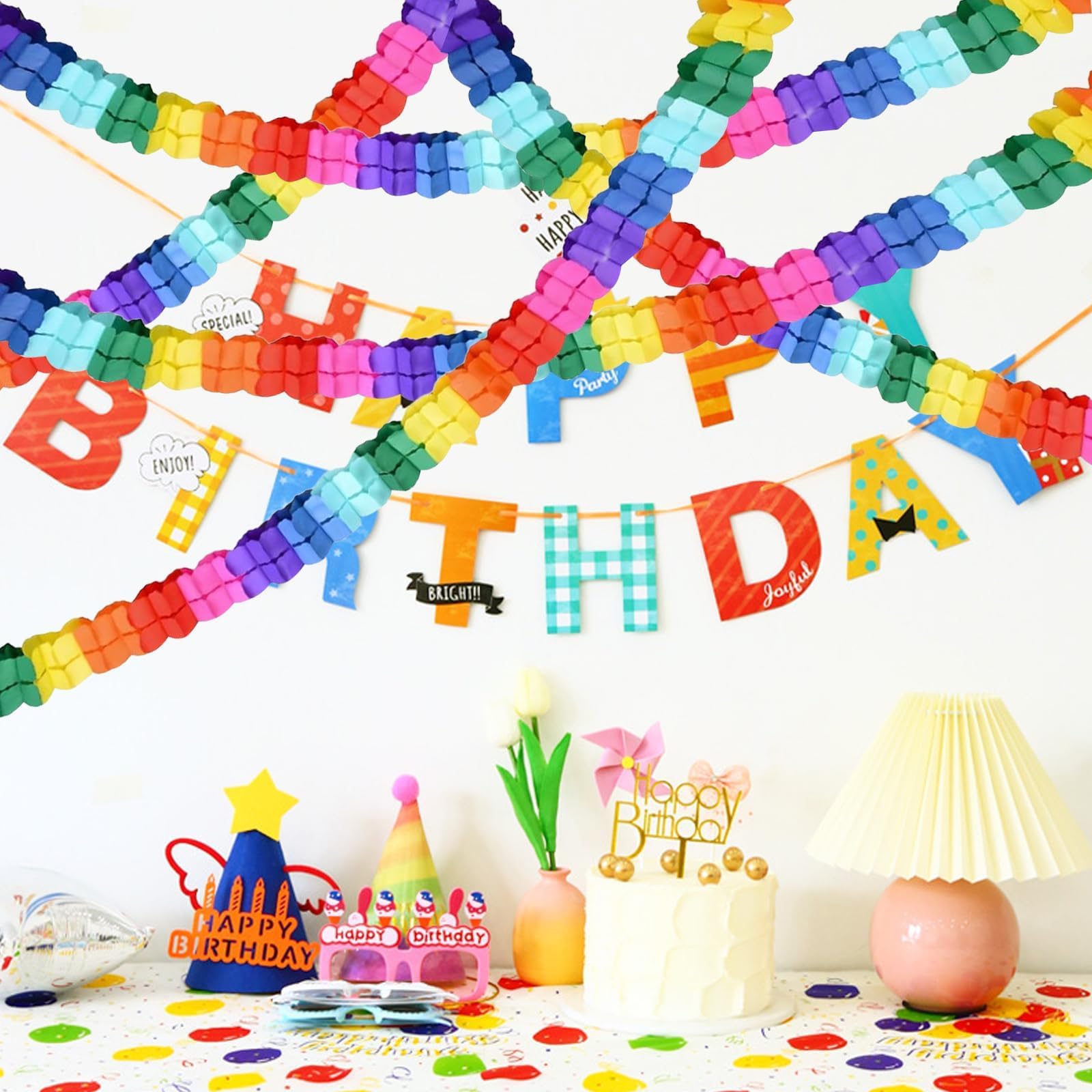 6 Pezzi Ghirlanda Colorata Carta, Ghirlande Carta Decorazioni per Feste di Compleanno, Festival e Matrimoni