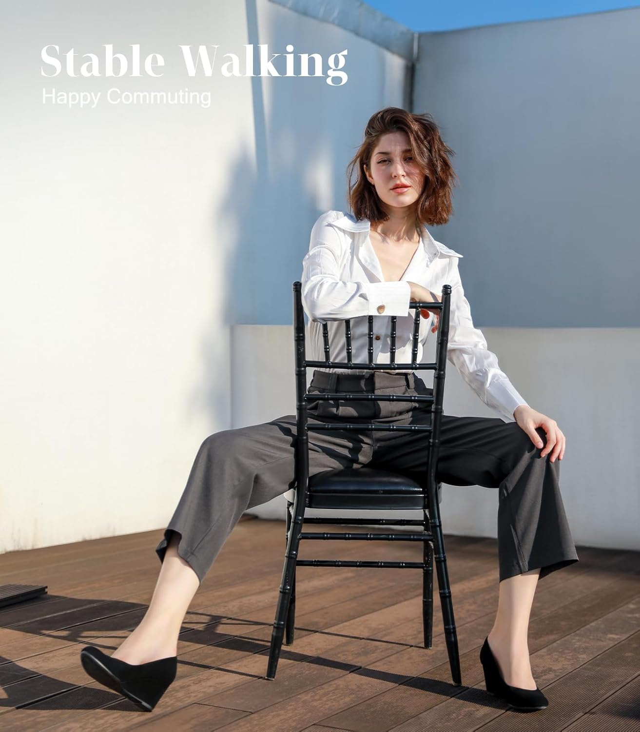 Ankis Closed Toe Wedges for Women, Black Nude Gold Silver Wedges Heels for Women Comfortable Medium Heel Wedges Work Pumps Shoes for Dressy Spring Fall - 2.5Inch - Image 6