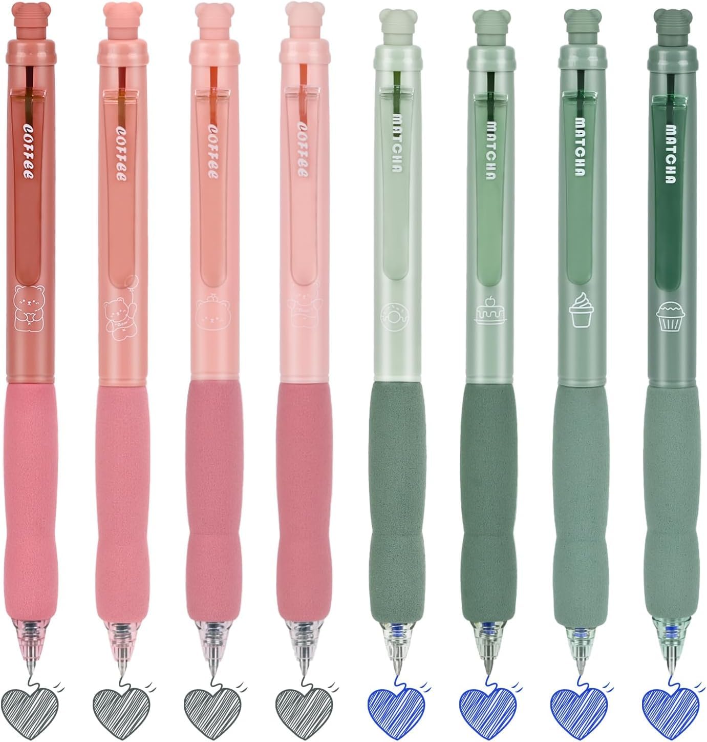 NALACAL Erasable Gel Pens, Retractable 0.5 mm Fine Point Blue and Black Ink, Smooth Write Quick Dry School Office Note Taking Journaling Supplies Pink and Green 8Pcs