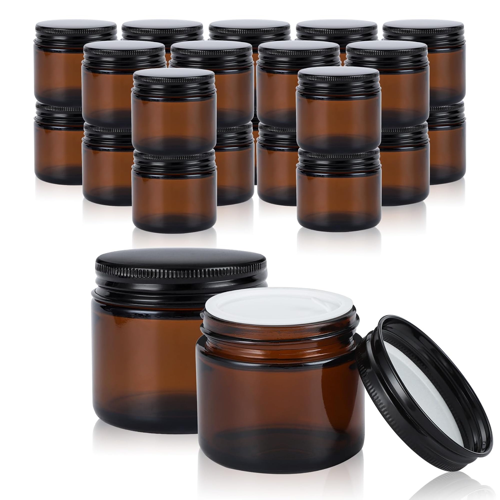 4oz Amber Glass Jars with Lids, 24 Pack for Cosmetics