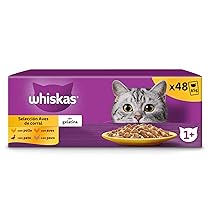 Whiskas Cibo umido per gatti adulti Selezione pollame in gelatina Multipack (4 x 12 bustine x 85g)