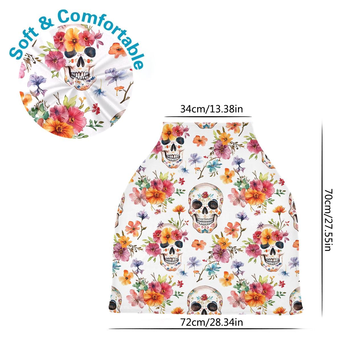 Baby Car Seat Canopy Covers Nursing Cover Stretchy Boys Girls Skull Orange Flower Carrier Cover Breastfeeding Cover Breathable