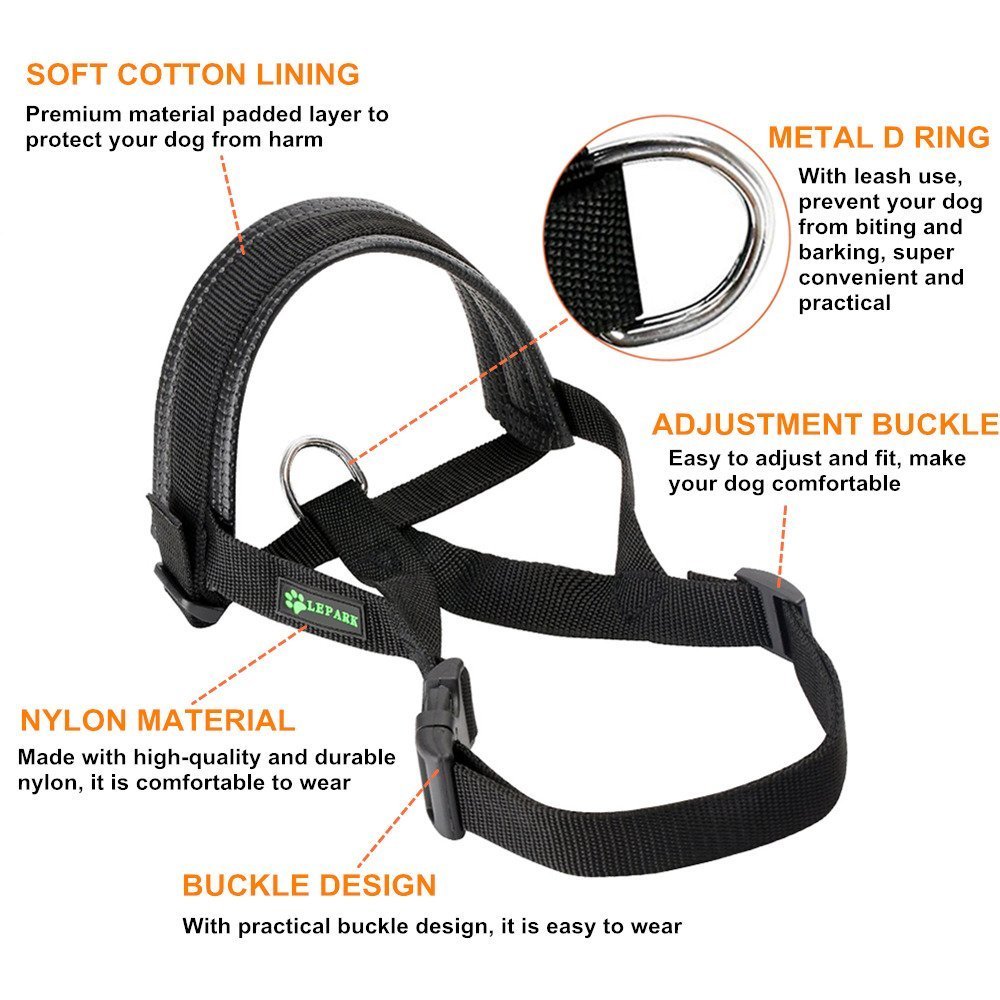 ILEPARK Muselière en Nylon Réglable pour Chiens, Museliere Anti Aboiement Anti-Morsure (XL,Noir)