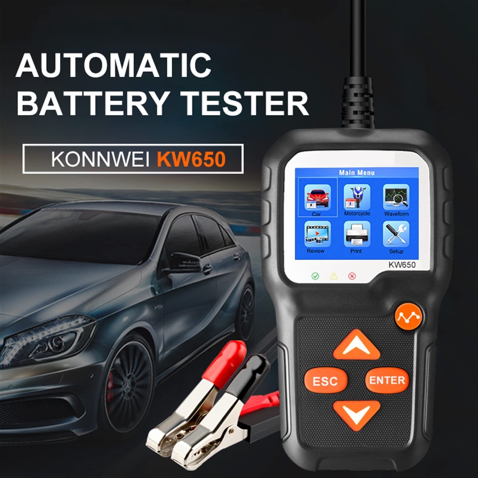 Tester Baterii, Kw650. Auto Motocykl Batalytester 1 2V 6V. Analizator systemu baterii 200 0cca. Ładowanie narzędzi do testowania korbowania dla samochodu