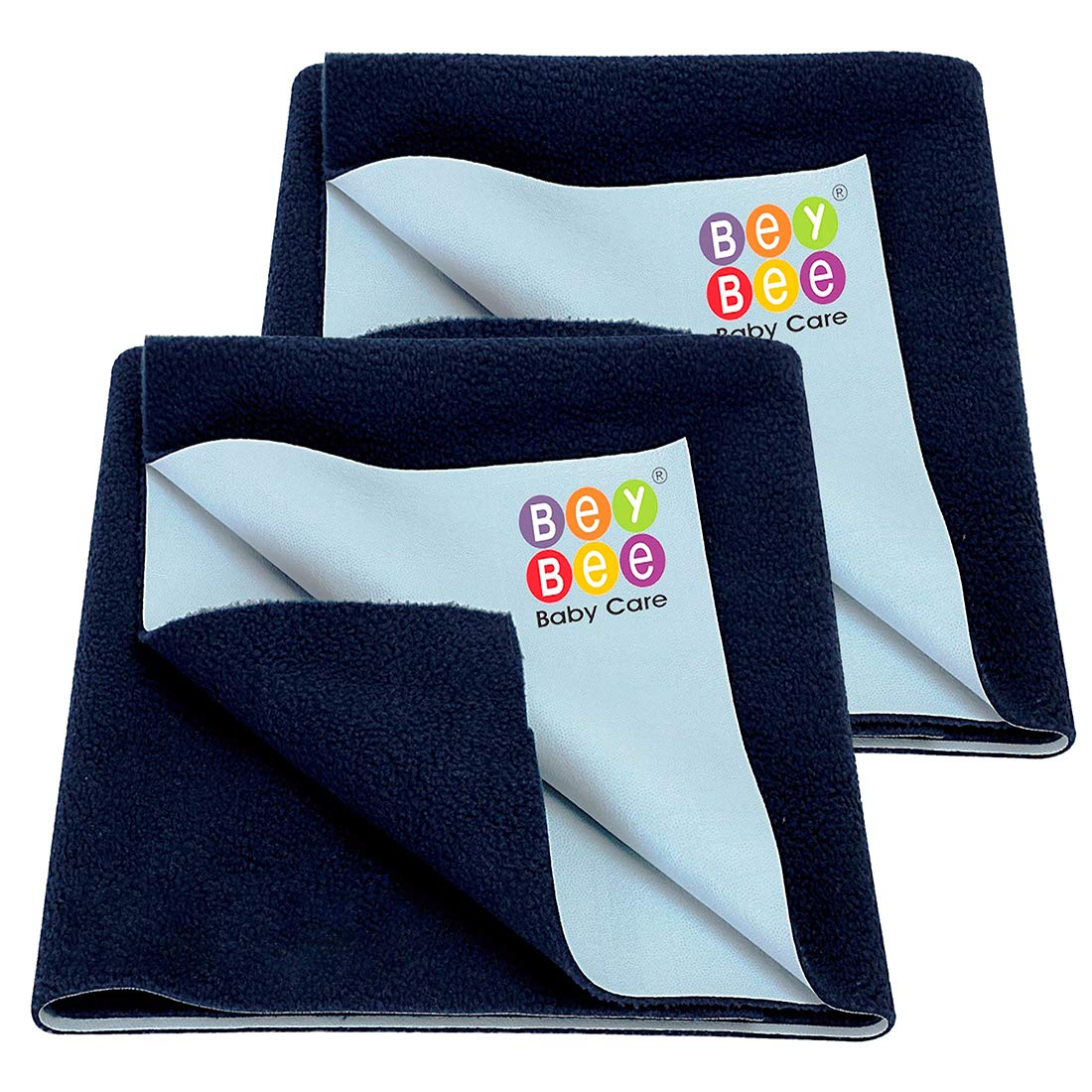 BeyBee Waterproof Quick Dry Sheet for Baby|Anti-Piling Fleece Extra Absorbent Washable Matress Protector| Baby Bed Protector Sheet for Toddler, (Small Pack of 2, 70x50cm, Dark Blue) (B07MBZ2V9P) Amazon Price History, Amazon Price Tracker