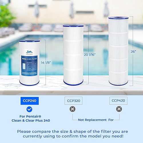 Miniatura 2 de Cartuchos de filtro de piscina CCP240, compatibles con Pentair Clean and Clear Plus 240 en el modelo NO 160310, repuesto para Pleatco PCC60,