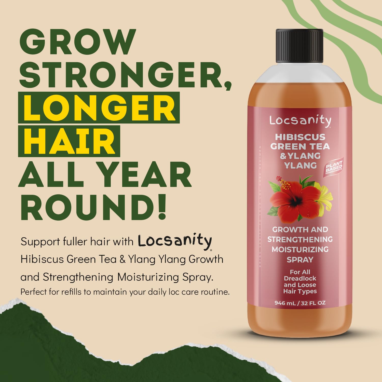 Locsanity Hibiscus Green Tea Hair & Scalp Moisturizing Spray