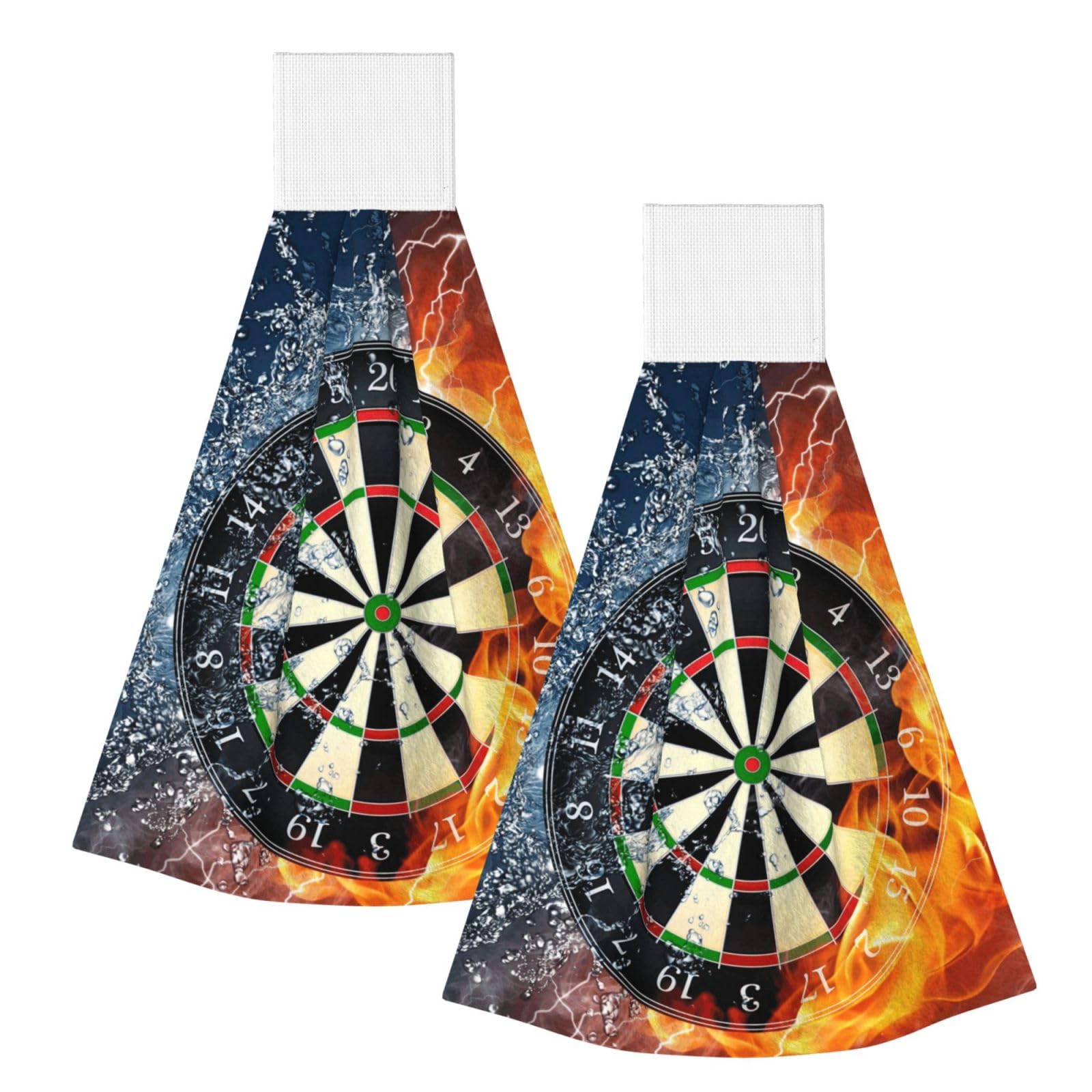DOPKLNA Dart Board Printed, 2 Pcs Hanging Coral Fiber Hand Towels for Bathroom, Absorbent Kitchen Towels