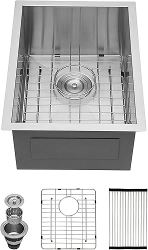 Miniatura 119 de Kichae Fregadero de lavandería de 21 x 18 pulgadas, fregadero de acero inoxidable de 12 pulgadas de profundidad para debajo de la encimera, lavabo