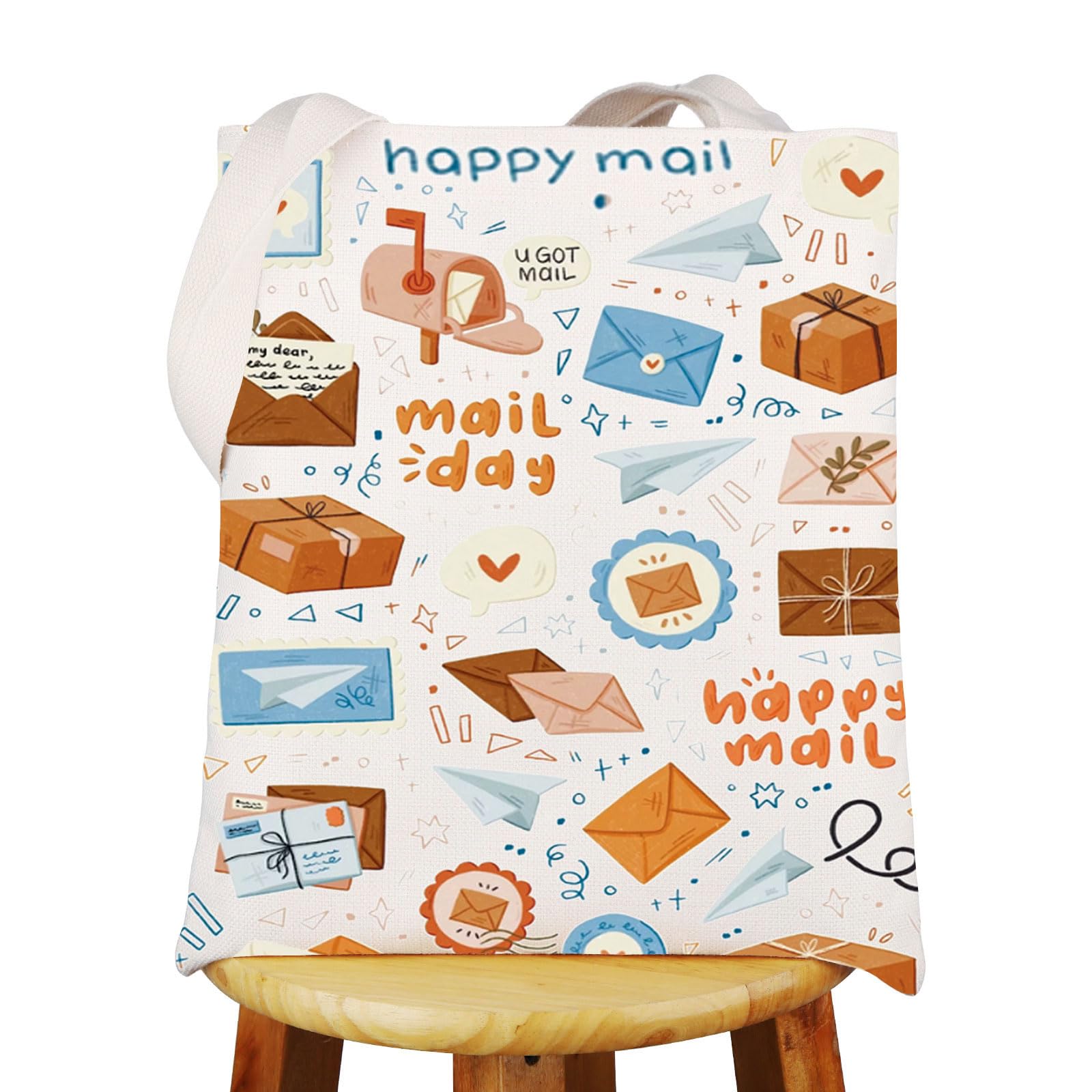 WZMPA Happy Mail Day Tote Bag Postal Worker Appreciation Gift Mail Carrier Reusable Shoulder Bag Maillady Retirement Gift