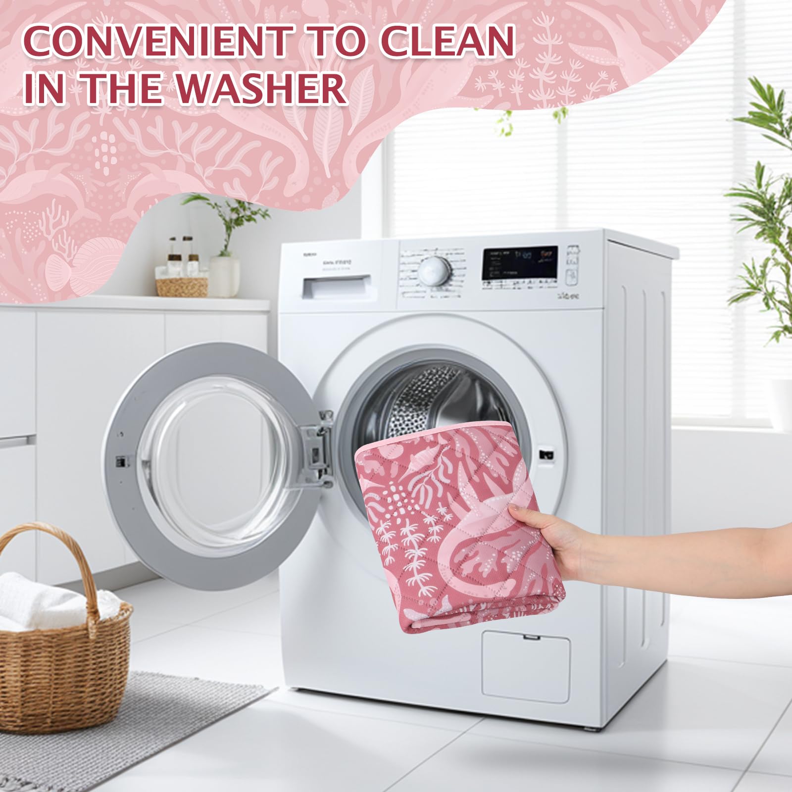 BVAGSS 2 Pezzi Tappetini Assorbenti per Cani, Tappeti Lavabili Riutilizzabili, Antiscivolo, Alta Assorbenza Addestramento traversine per cani XH081 (60x60cm,Dino Pink)