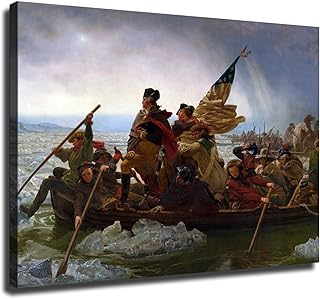 George Washington Crossing Delaware River Poster Prints Canvas Painting Wall Art for Living Room Bedroom Printins Wall Decor Gift (24x36inch-No Framed)