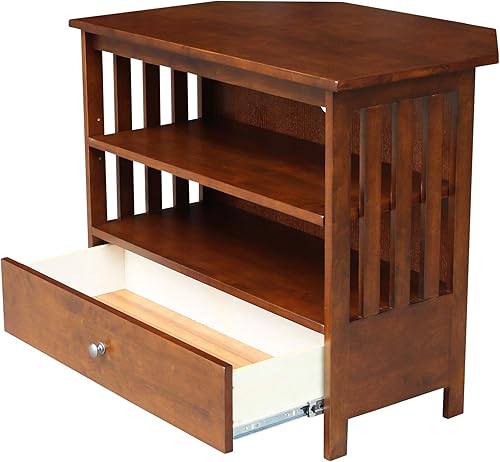 Miniatura 34 de IC International Concepts, Mission Corner Enteinment / Soporte de TV, madera auténtica maciza, madera de parawood resistente, 35 x 24 x 29, montaje