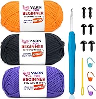 Vista 42 de Hilo de Ganchillo para Principiantes Verde Manzana Hilo de Algodón para Tejer y Tejido - Kit de Ganchillo para Principiantes - 3 * 50g