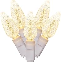 Vista 6 de Vickerman Juego de luces LED C6 de 100 luces rosas en cable blanco