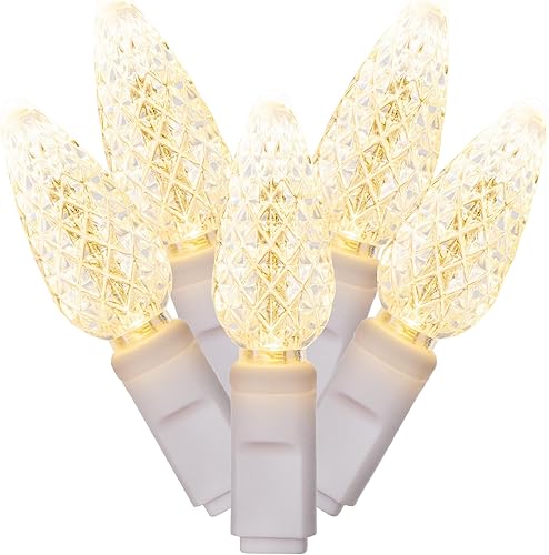 Miniatura 6 de Vickerman Juego de luces LED C6 de 100 luces rosas en cable blanco