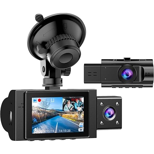 Dual Dash Cam Front and Inside FHD 1080P Dash Camera for Cars Dashcams for Cars with Infrared Night Vision, Car Camera Driving Recorder 24H Park Monitor Motion Detection G-Sensor for Taxi Uber