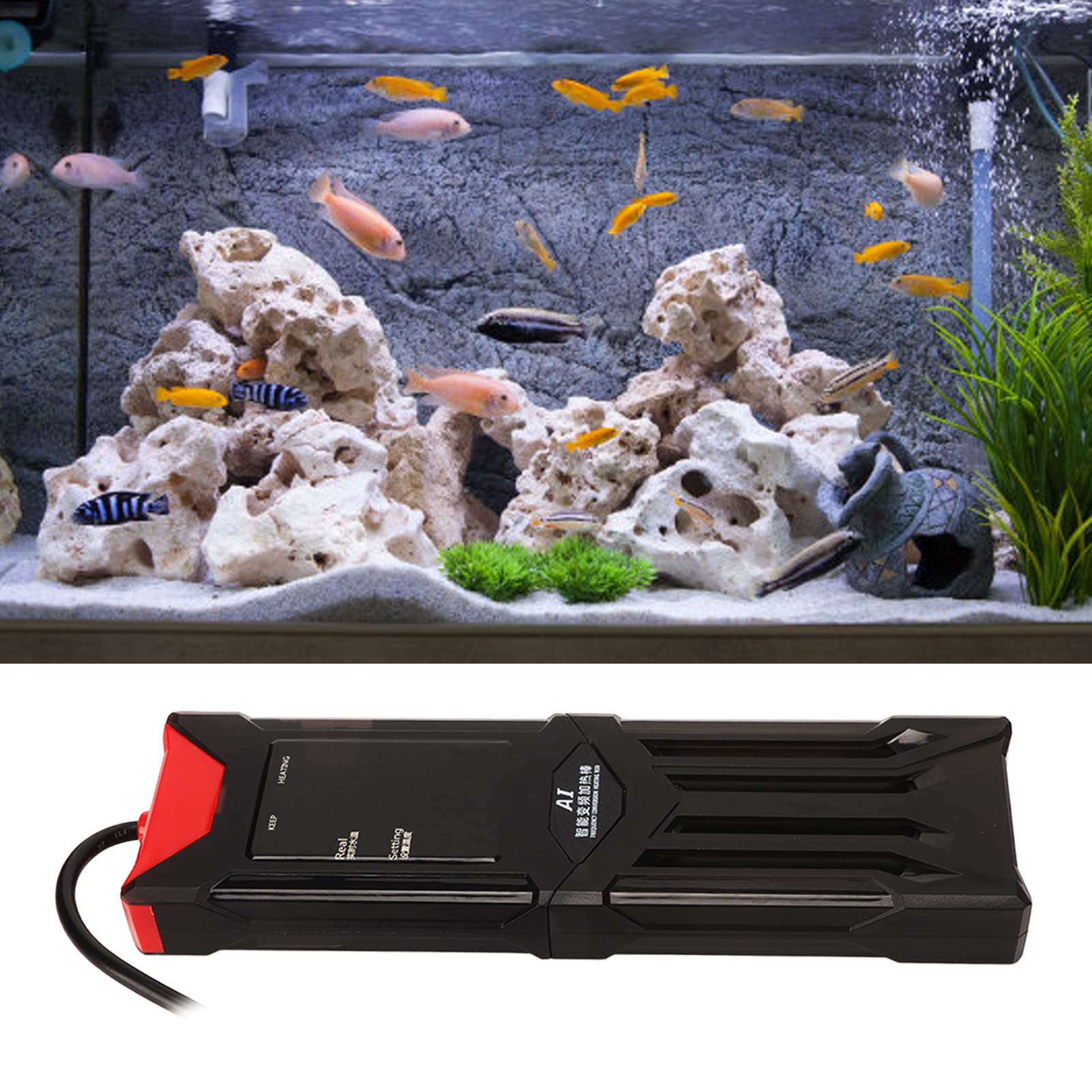 Riscaldatore per Acquario, Display a LED 2 unità Monitoraggio in Tempo Reale Riscaldatore Automatico per Acquario a Temperatura Costante per Acqua Dolce (800 W)