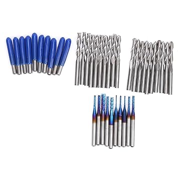 Milling Cutter Set, Tungsten Steel Machine Engraving Bit 3.175 Shank 40Pcs High Strength for PCB Mold, Plastic, Carbon Fiber, Composite Board, Hardwood