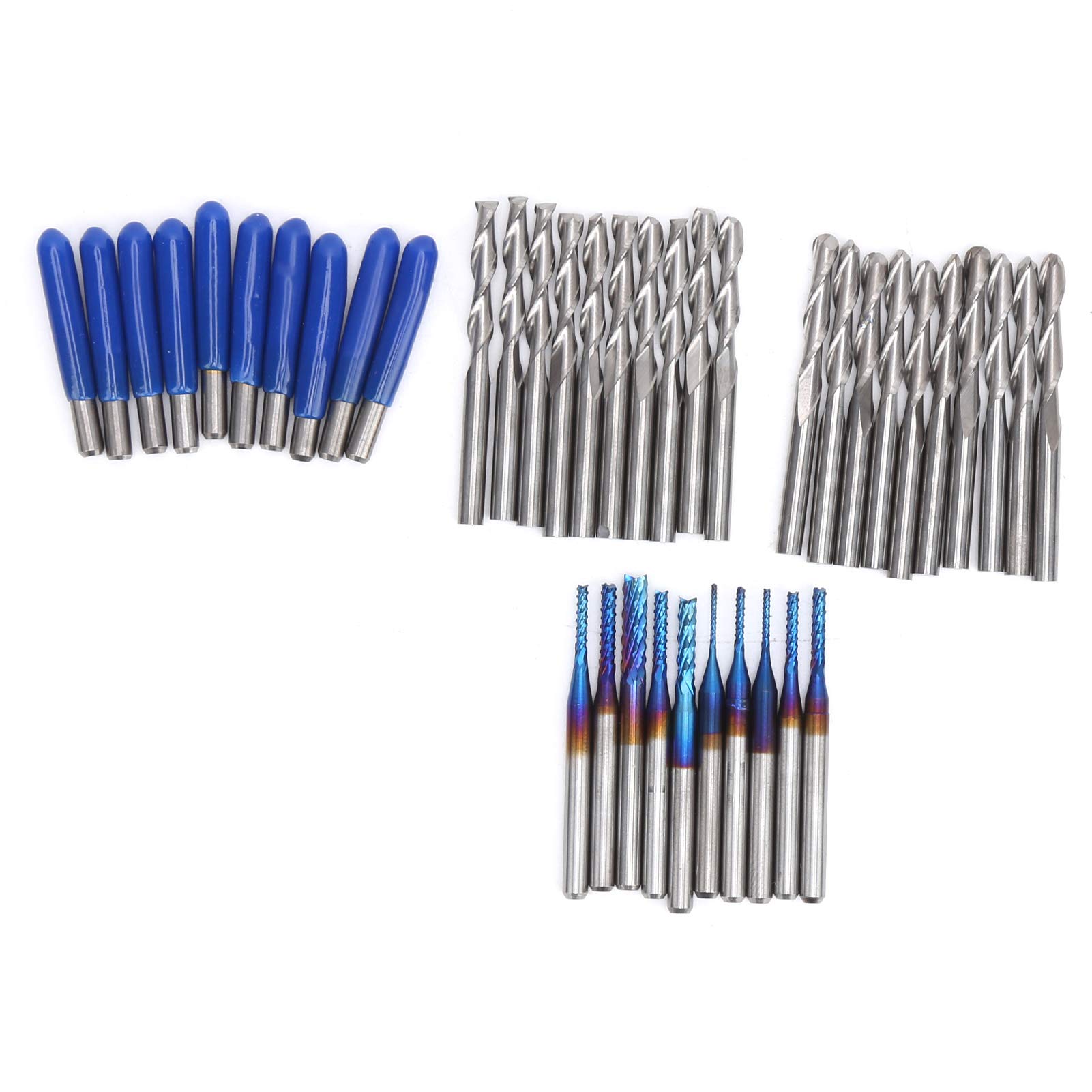 Juego de 40 fresas de acero de tungsteno, brocas de extremo de carburo con vástago de 3,175 mm, herramientas de grabado revestidas en Ti para moldes de PCB, plástico y madera, kit