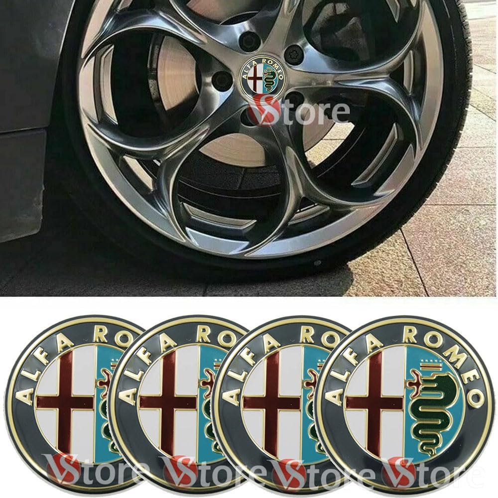 4 Pièces Cache Moyeux 60mm Alfa Romeo Mito 147 156 159 166 - Logo Enjoliveur
