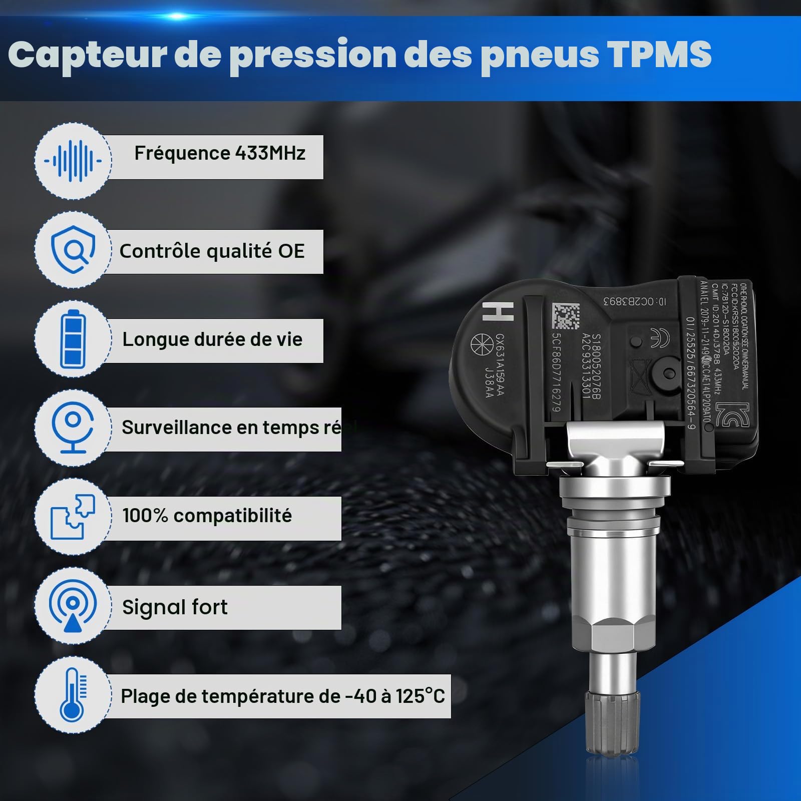 Capteur de Pression des Pneus Compatible avec Range Rover Sport Evoque LandRover Discovery RDKS TPMS Compatible avec Jaguar F-Pace I-Pace XE XF XJ GX631A159AA LR070840-4 Pièces