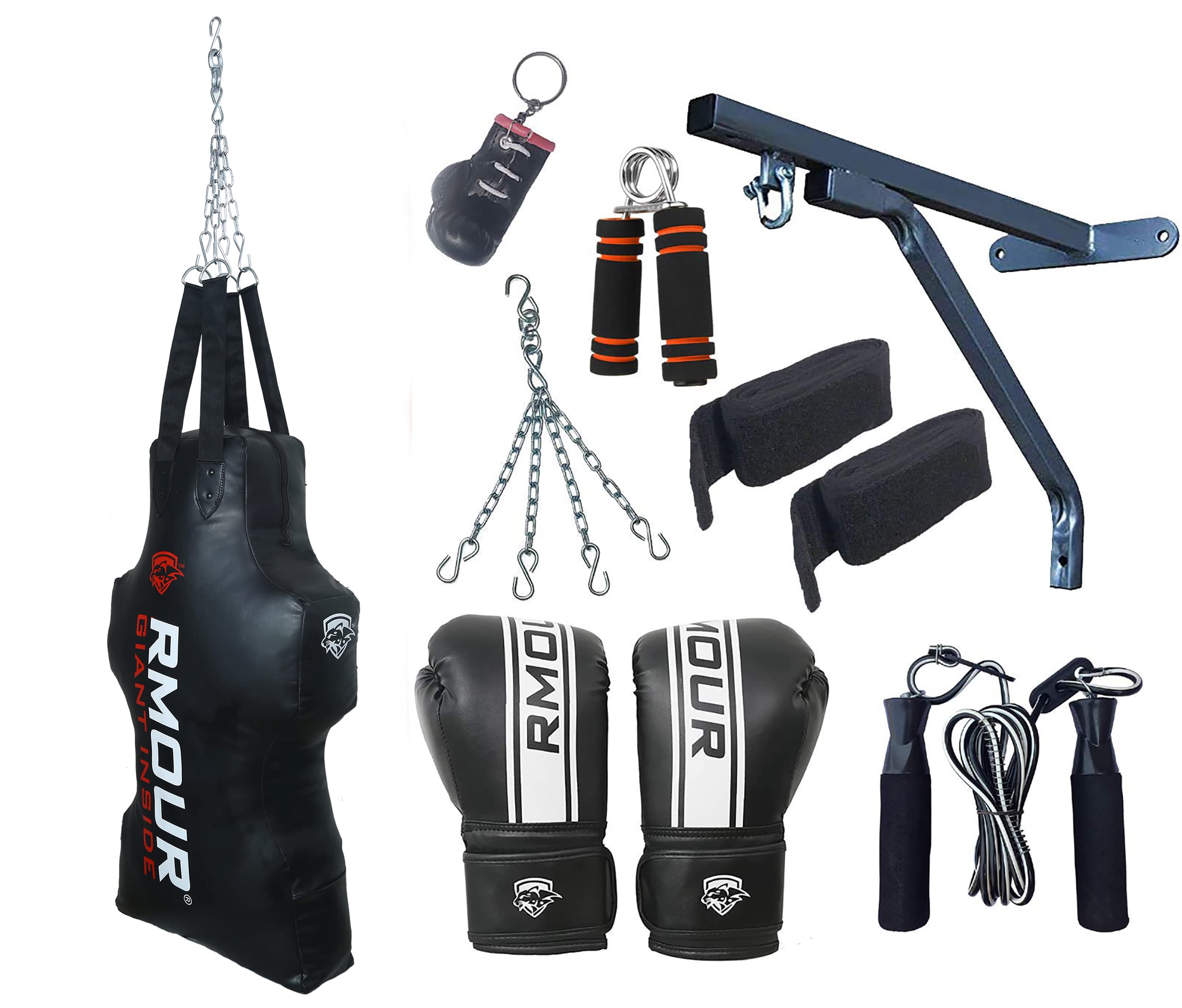 RMOUR Unfilled Heavy PU Dummy Punch Bag 3 Ft Face Boxing MMA Sparring Punching Training Kick Boxing Muay Thai with Hanging Chain Heavy Duty Wall Mounted Stand, Boxing Gloves, Accessories (B09N92H7RS) Amazon Price History, Amazon Price Tracker