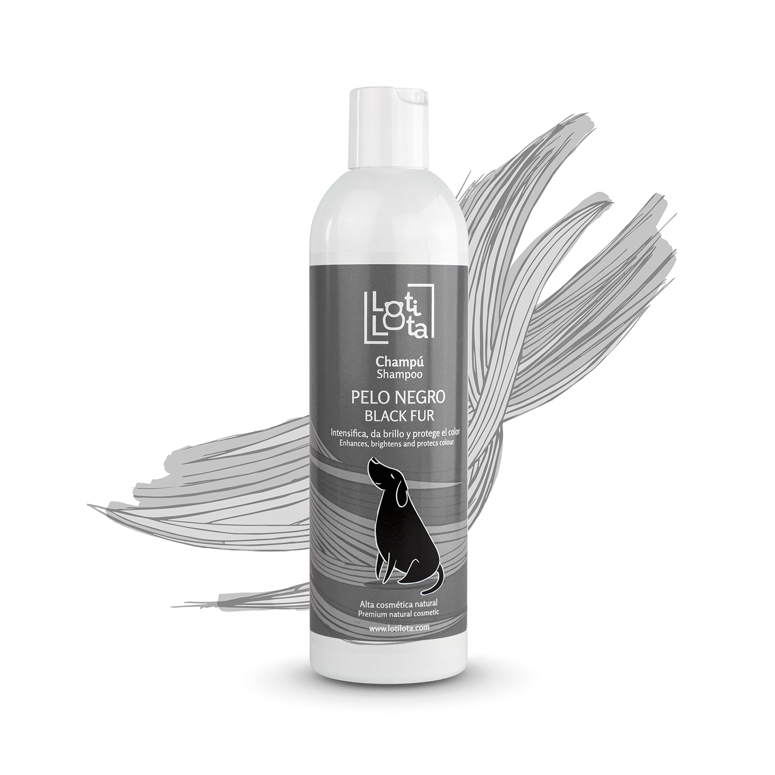LOTI LOTA Champú Perros Pelo Negro y Oscuros 500 ml - Intensificador del Color - Brillo y Limpieza - pH Adaptado - Apto Uso frecuente