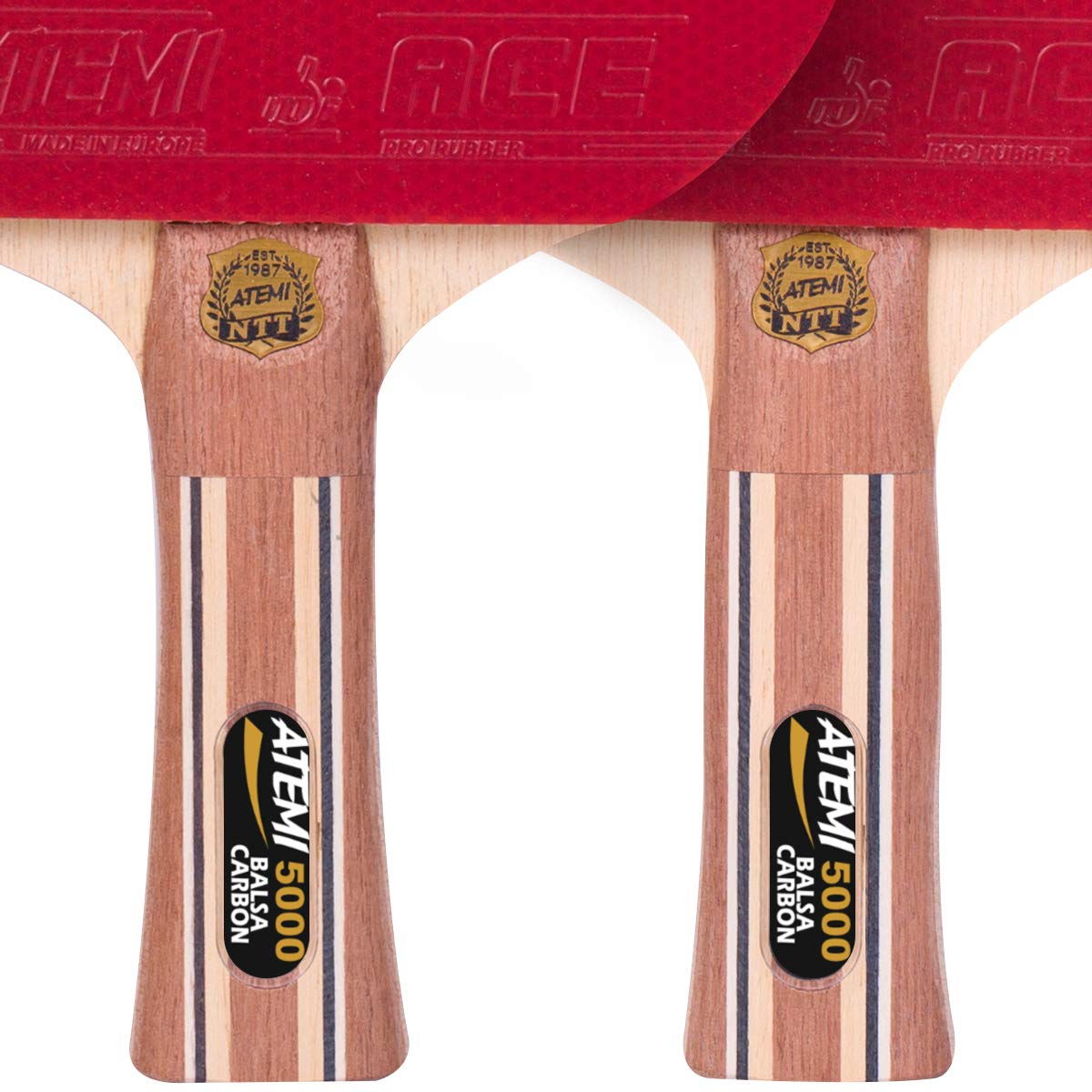 Atemi Tischtennisschläger 5000 | Carbon-Balsa-Holz | Profi-Schläger für maximale Geschwindigkeit, Rotation & Kontrolle | Wettkampfklasse | 7 Schichten | Aktualisierte Griffe, Farben & Verpackung