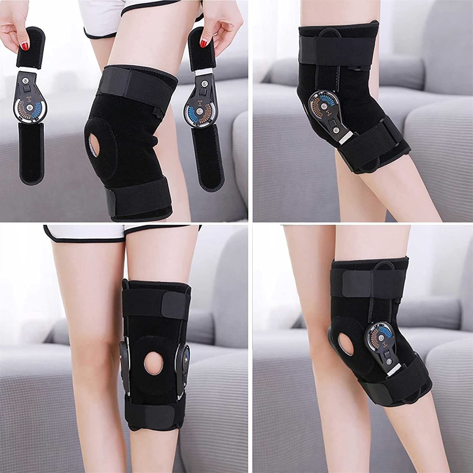 Stabilizator kolana na zawiasach na zawiasach stabilizator kolana zawias immobilizer kolana dla mężczyzn i kobiet samoregulujący stabilizator kolana jeden rozmiar pasuje do większości