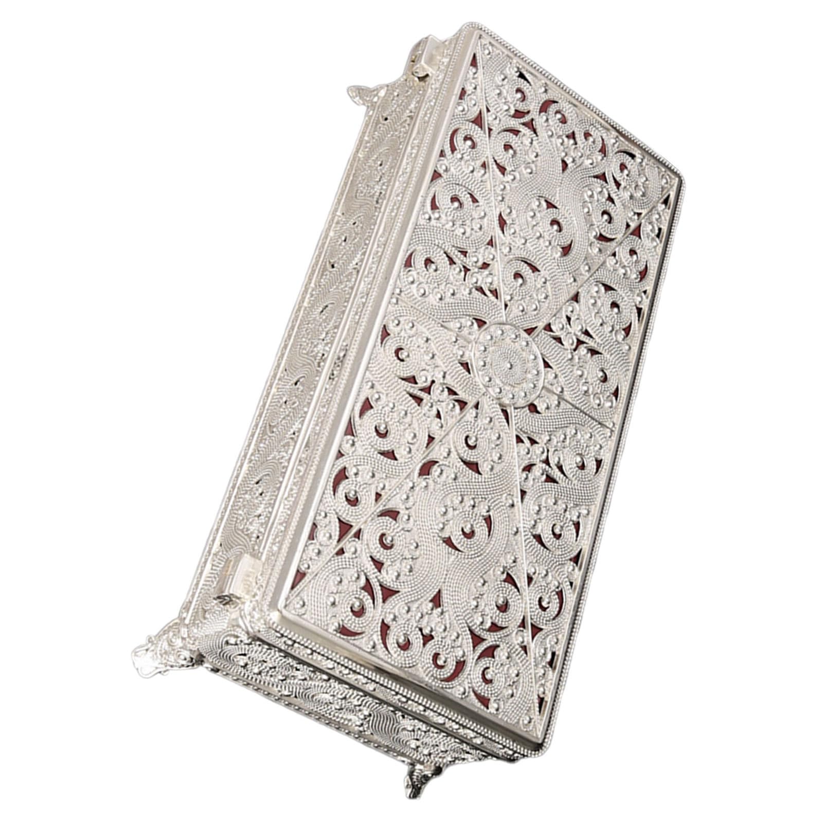 EXCEART Portagioie Vintage Rettangolare in Metallo, Argento