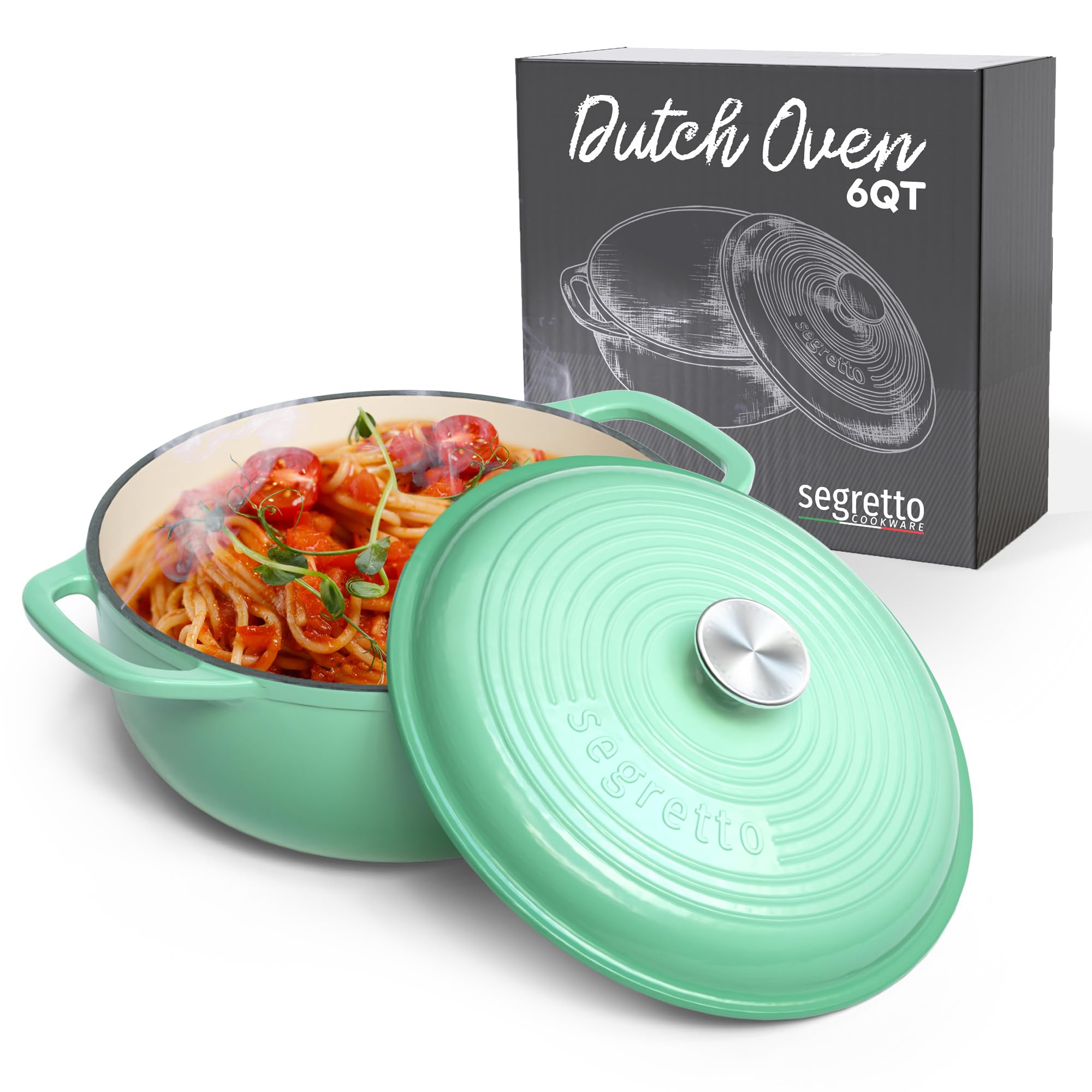 Enameled Cast Iron Dutch Oven, 6 Quarts, Light Green